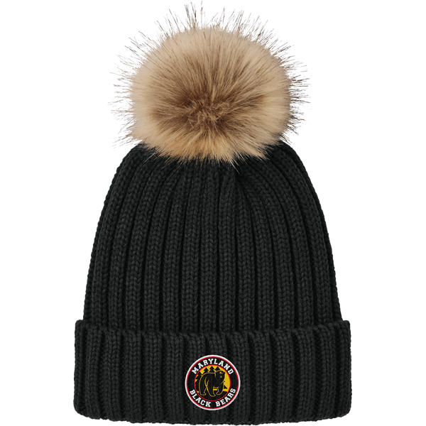 Maryland Black Bears Faux Fur Pom Beanie